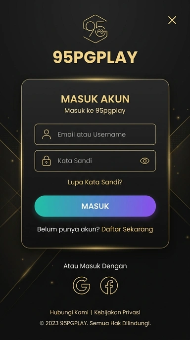 Tampilan halaman login 95pgplay