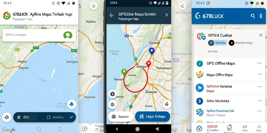 Tampilan antarmuka 678LUCK yang intuitif untuk navigasi GPS Offline Maps.