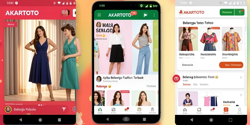 Tampilan interaksi pengguna di aplikasi fashion AKARTOTO.